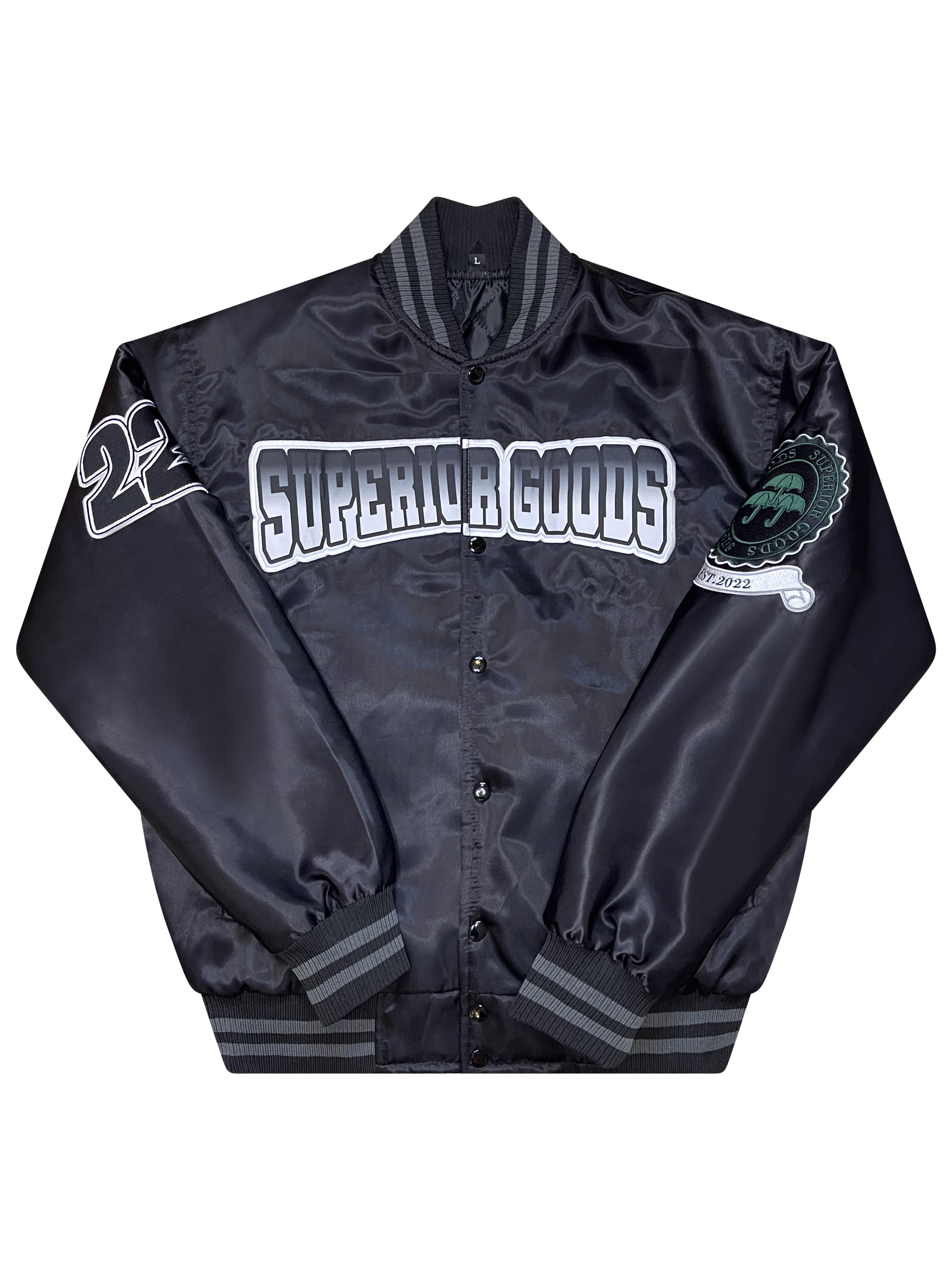 Black Lux Satin Bomber