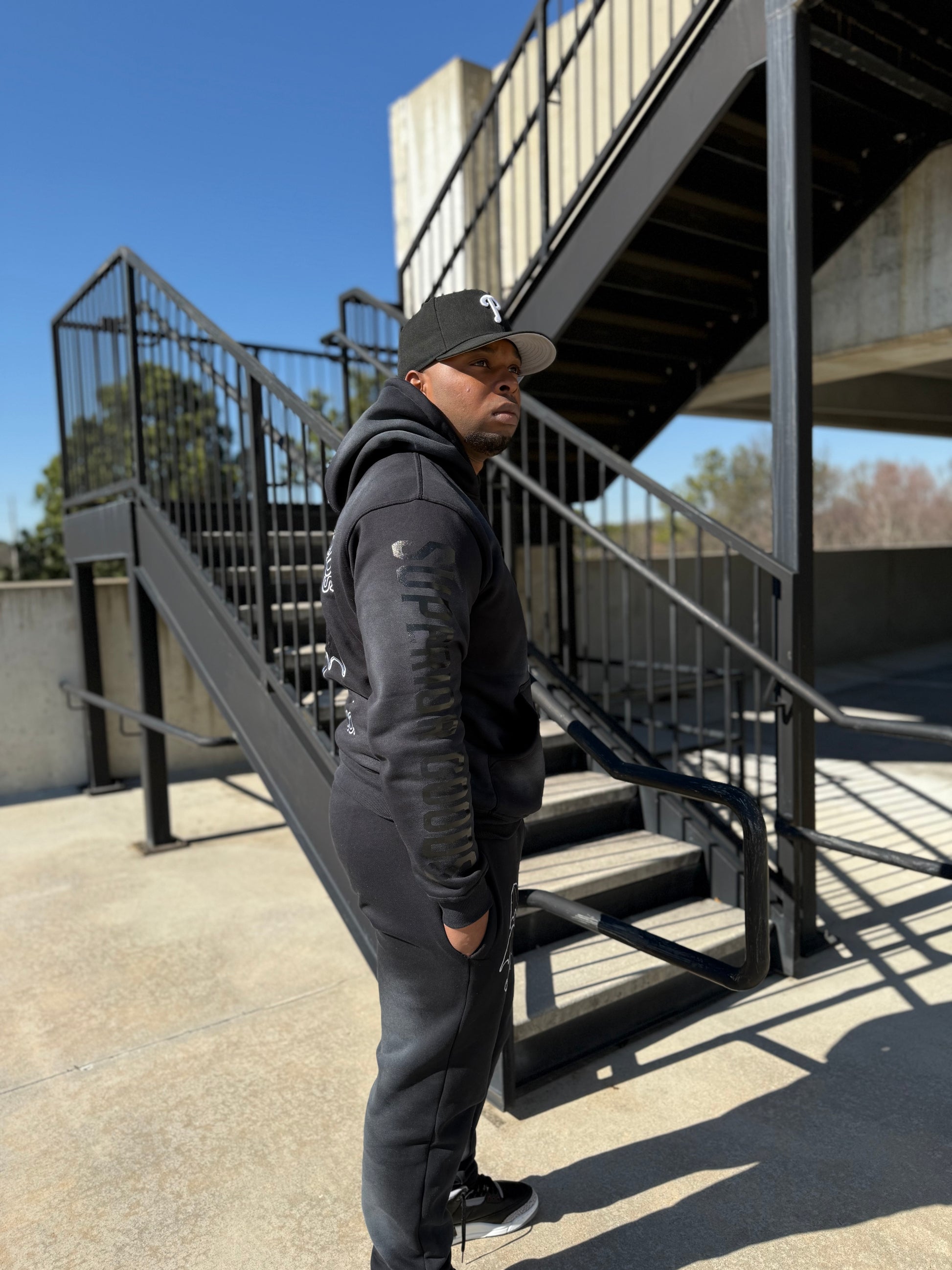 Black Premium Sun-Fade Sweatsuit