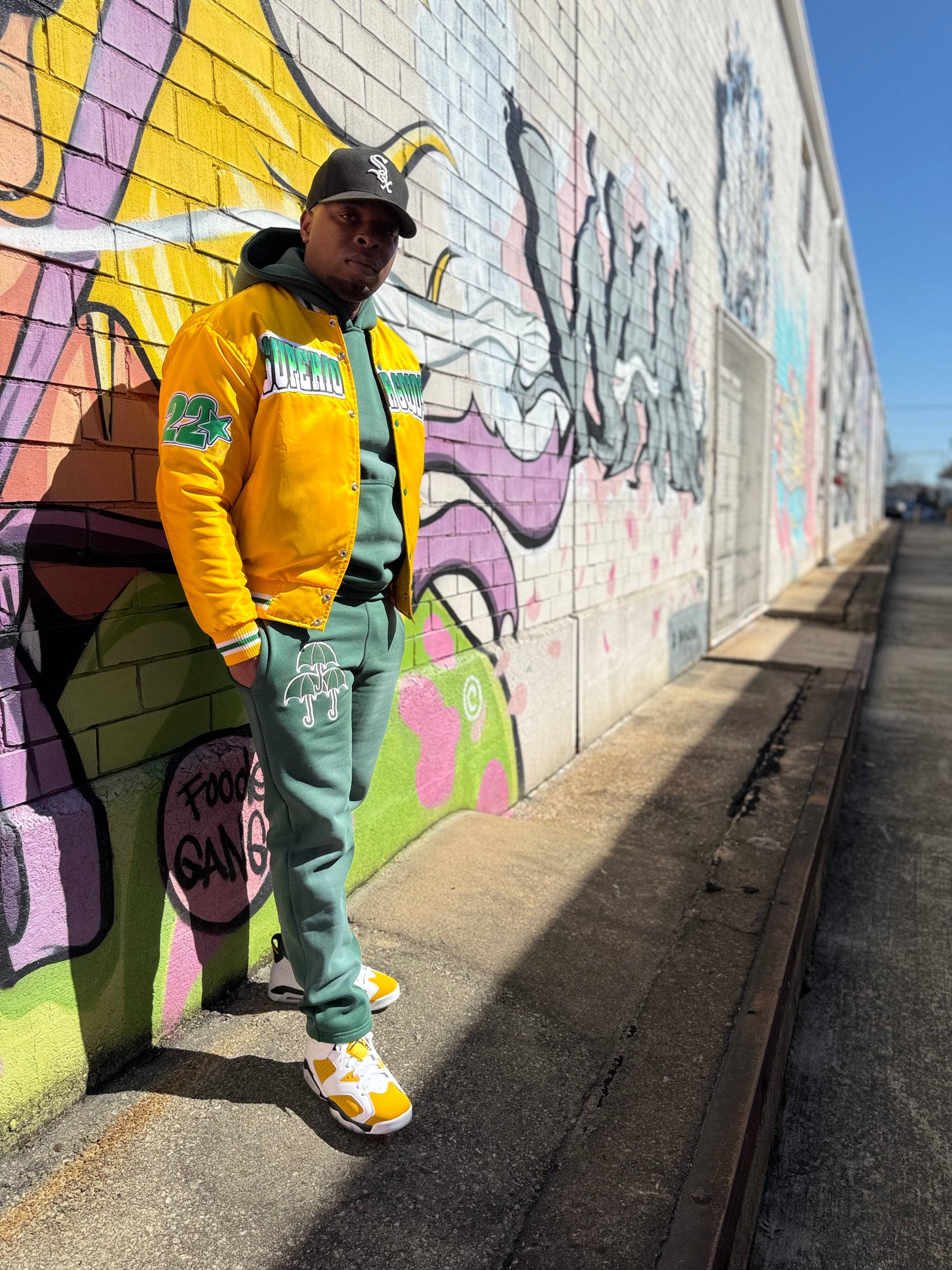 Yellow & Green Satin Bomber