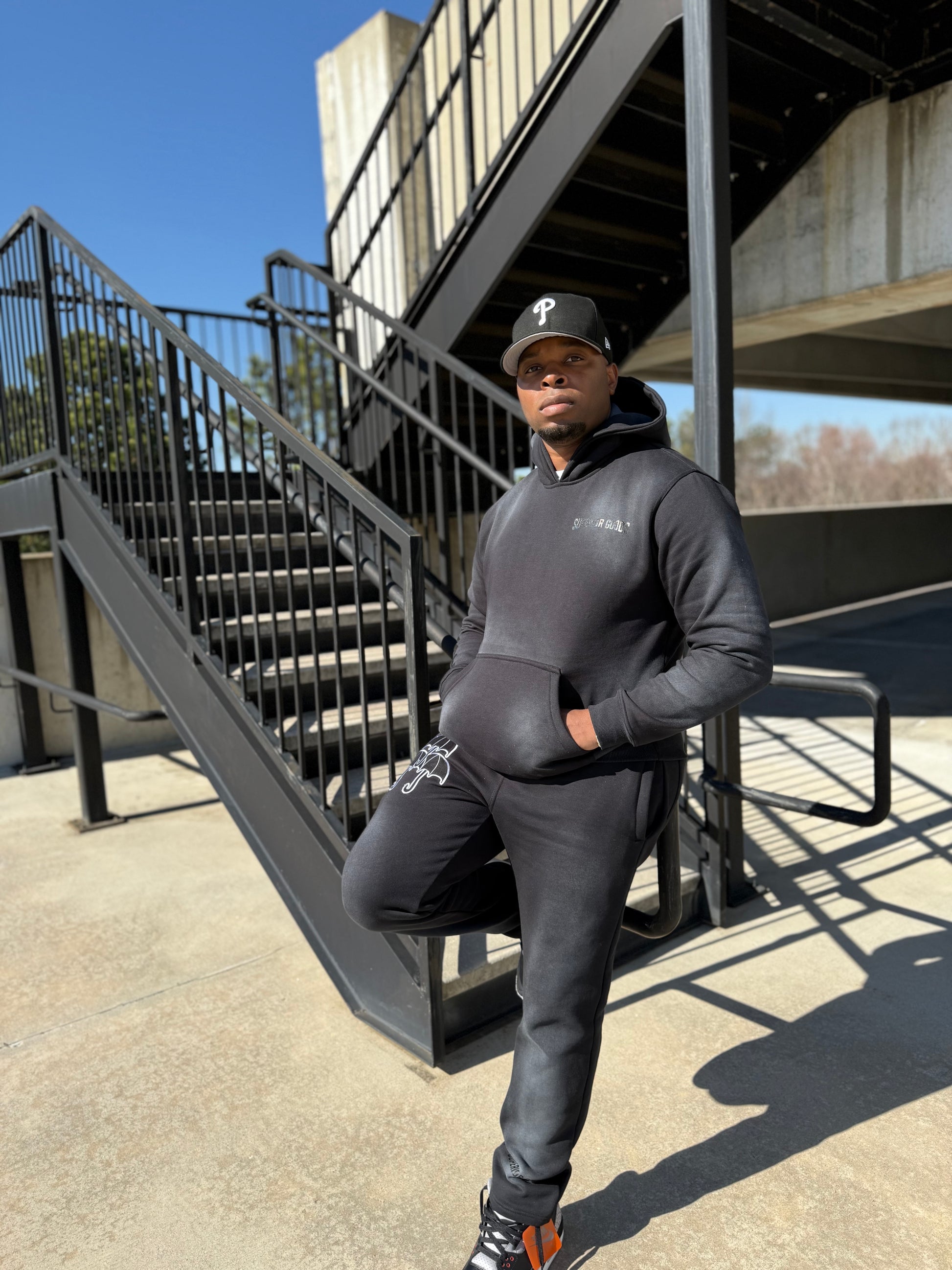 Black Premium Sun-Fade Sweatsuit